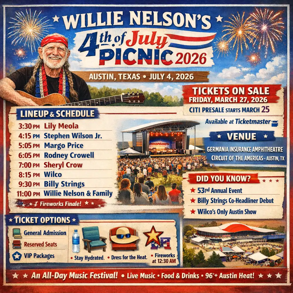 Willie Nelson's 4th of July Picnic 2026 infographics